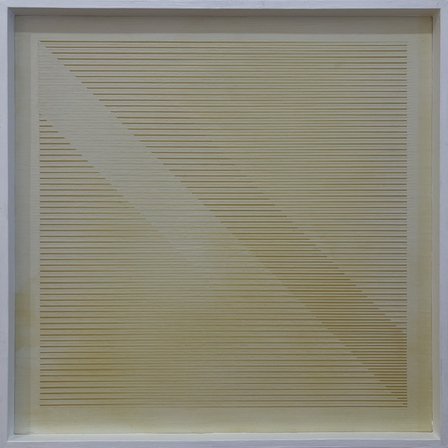 Bernhard Sandfort Gelbe und weiße Diagonale  aus Weiß und Gelb